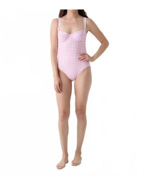 Minnow Gingham One Piece Swimsut - Pink
