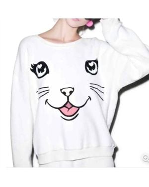 Wildfox Cat Face Sweater - White