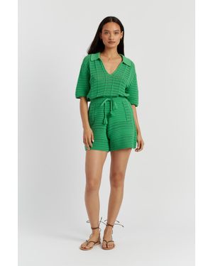 Chinti & Parker Cotton Crochet Shorts - Green