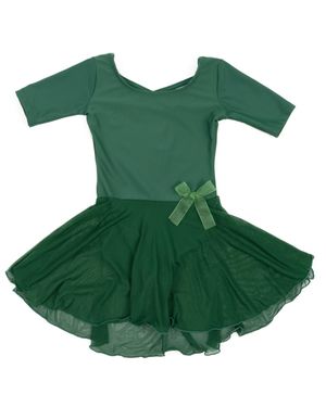 Leveret Girls Short Sleeve Skirt Leotard Classic Solid Color - Green