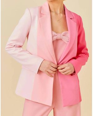 Main Strip Color Block Blazer - Pink