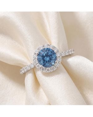 Pompeii3 2Ct Tw & Diamond Halo Engagement Ring - Blue