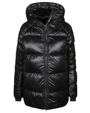 Canada Goose Cypress Glossy Quilted High Collar Hooded Down Jacket - Black