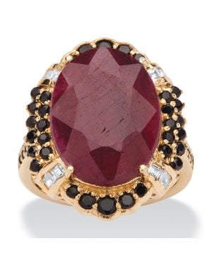 Palmbeach Jewelry 10.18 Tcw Genuine Ruby And Spinel Ring 14K-Plated Sterling - Red