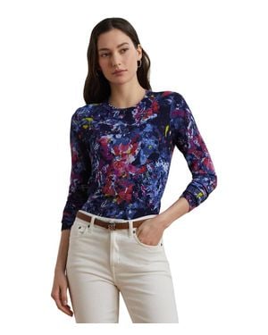 Ralph Lauren Print Cotton-Blend Sweater - Blue