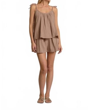 Elan Flowy Top With Tie Straps - Natural
