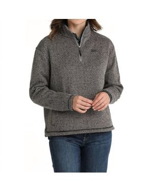 Cinch Herringbone Sweater Knit Pullover - Gray
