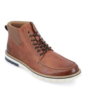Vance Co. Dalvin Boots Faux Leather Memory Foam Ankle Zpo3789 - Brown