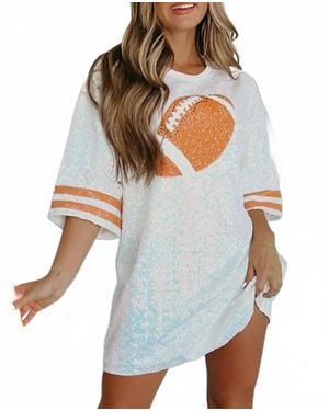 Rosa Clothing Sequined Rugby Oversized Top - White