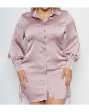 Curve Market Curvy Satin Ruched Dress - Pink