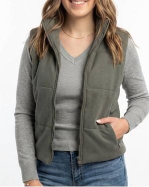 Be Cool Puffer Vest With Zipper Closure - Gray