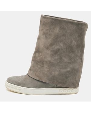 Casadei Size 41 Suede Wedge Sneakers - Brown
