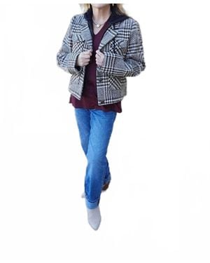 Charlie b Plaid Attitude Hoodie Jacket - Blue