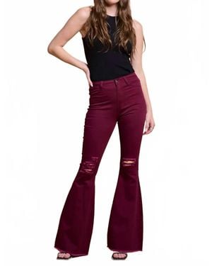 Denim Zone Style Flare Jeans - Red