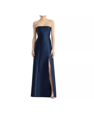 Alfred Sung Strapless Satin Gown Formal Dress - Blue