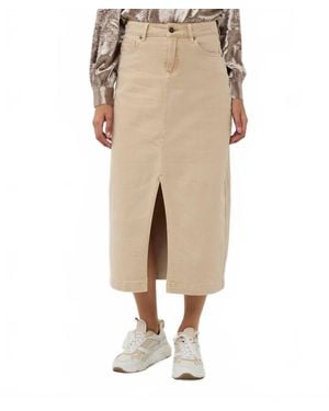 EsQualo Garment Dyed Maxi Jean Skirt - Natural