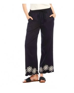 Karen Kane Sherrit Scallop Drawstring Pants - Blue