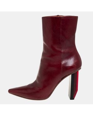 Vetements Burgundy Leather Reflector Ankle Boots - Red