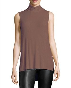 Three Dots Turtleneck Rib Top - Brown