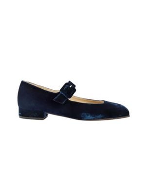 Penelope Chilvers Low Mary Jane Velvet Shoe - Blue