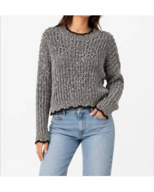 Autumn Cashmere Tipped Ladder Stitch Crew Sweater - Gray