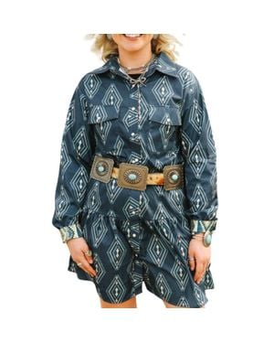 Lucky & Blessed Aztec Dress - Blue