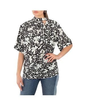 Stella McCartney Silk Foral Print Blouse - Black
