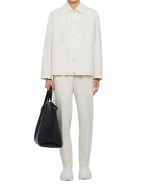 Jil Sander Logo Button Down Jacket - White