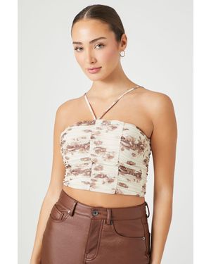 Forever 21 Mesh Floral Print Cropped Cami - Multicolor