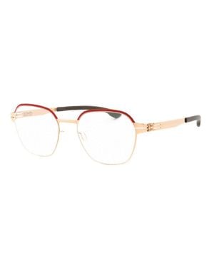 Ic! Berlin Ic! Berlin Eyeglasses Round Full Rim, Rogochi Pop Rose- Frame And Clear Demo Lenses Lens Thedam16100810 - Metallic