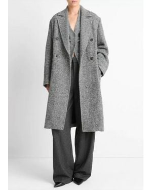 Vince Herringbone Double Breasted Coat - Gray