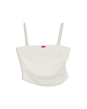 HUGO Gathered Bandeau Top With Straps - White