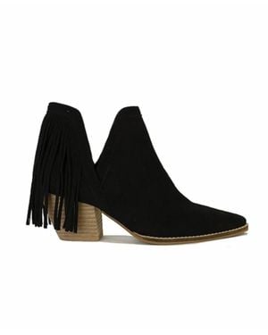 BEAST FASHION Fringe Booties - Black