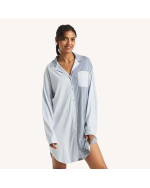 Nautica Button-Front Sleep Dress - Blue