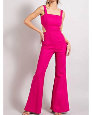 White Label Denim Cutout Romper - Pink