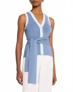 Toccin Collins Sleeveless Button-Front Top - Blue