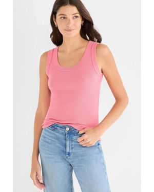 NIC+ZOE Perfect Knit Rib Scoop Tank - Red