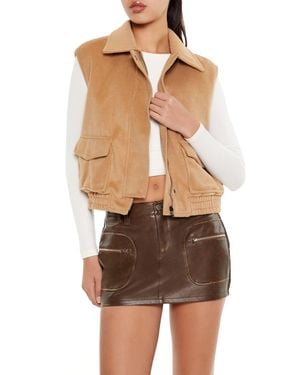 Forever 21 Brushed Zip-Up Vest - Brown