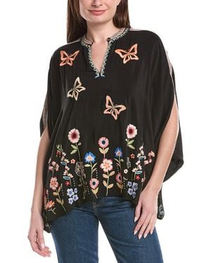 Johnny Was Nuria Silk Poncho - Black
