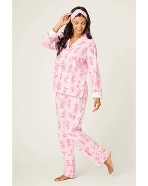 Pj Salvage Sweeter Than Sugar Candy Cane Flannel Set - Pink