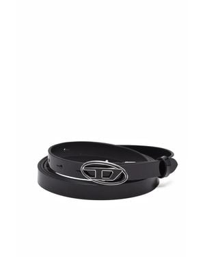 DIESEL Patent Leather Belt With Distinctive Oval Buckle - Black