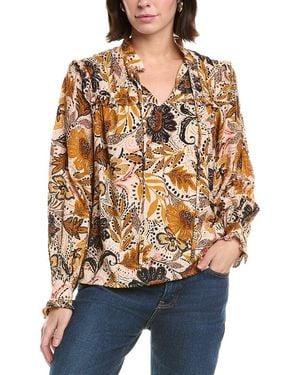 Fate Botanical Print Blouse - Natural