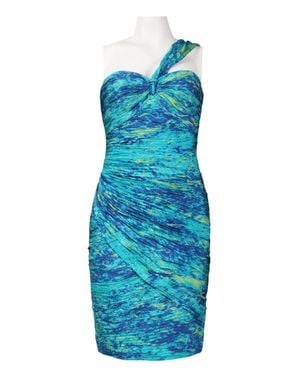 Monique Lhuillier One Shoulder Ruched Dress - Blue