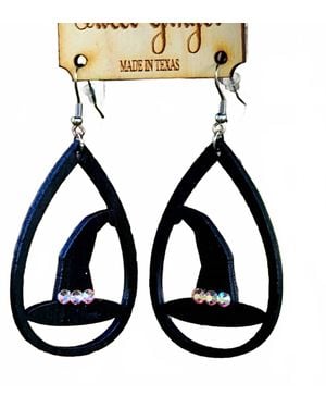 Sweet Ginger Feeling Witchy Wood Earrings - Black