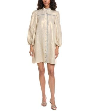 Sail To Sable Scalloped Linen Shift Dress - Natural