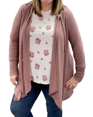 Honeyme Long Sleeve Hooded Cardigan - Red