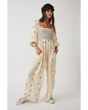 Free People Embroidered Dahlia Jumpsuit - Natural