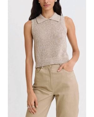 Matthew Bruch Cable Mesh Collared Tank Top - Natural