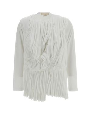 Comme des Garçons Pleated Stretch Long-Sleeve Top - Gray