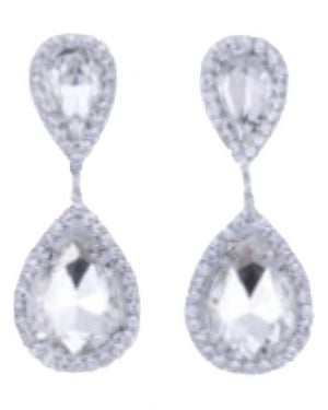 Design by Conception Drop Earrings With Navette Shape Crystals - White